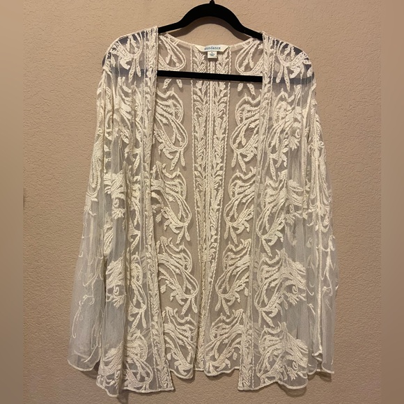 Sundance Tops - Sundance Freesia Bloom Kimono Sz S Sheer Ivory Lace Cardigan Coverup Oversized